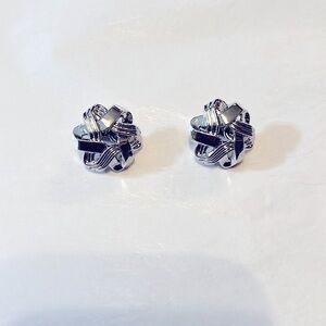 Vintage Crown Trifari Silver Tone Clip on Earrings